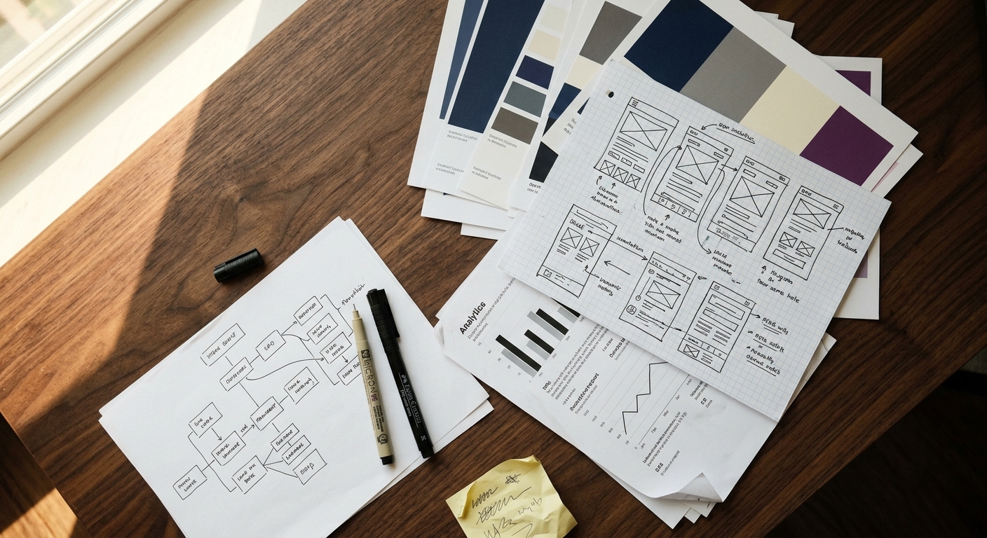 Strategic planning artifacts on a work surface