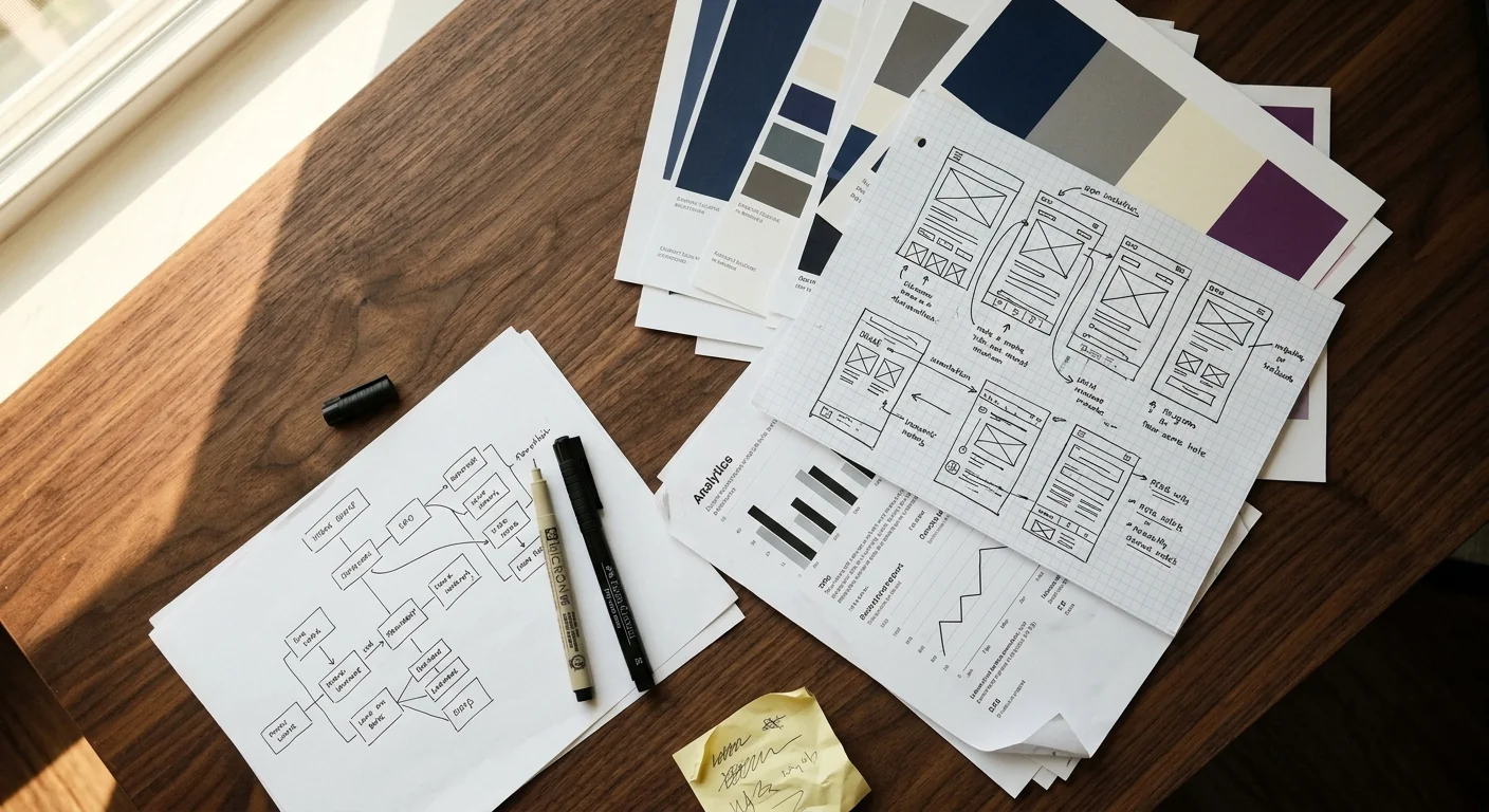 Strategic planning artifacts on a work surface